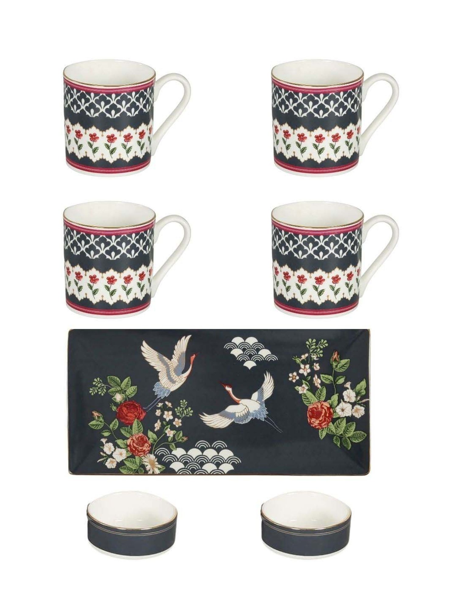 India Circus Black & White Ceramic Tea Set