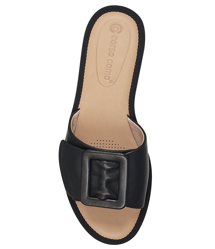 CC Corso Como Bahlia Leather Buckle Slide Sandals