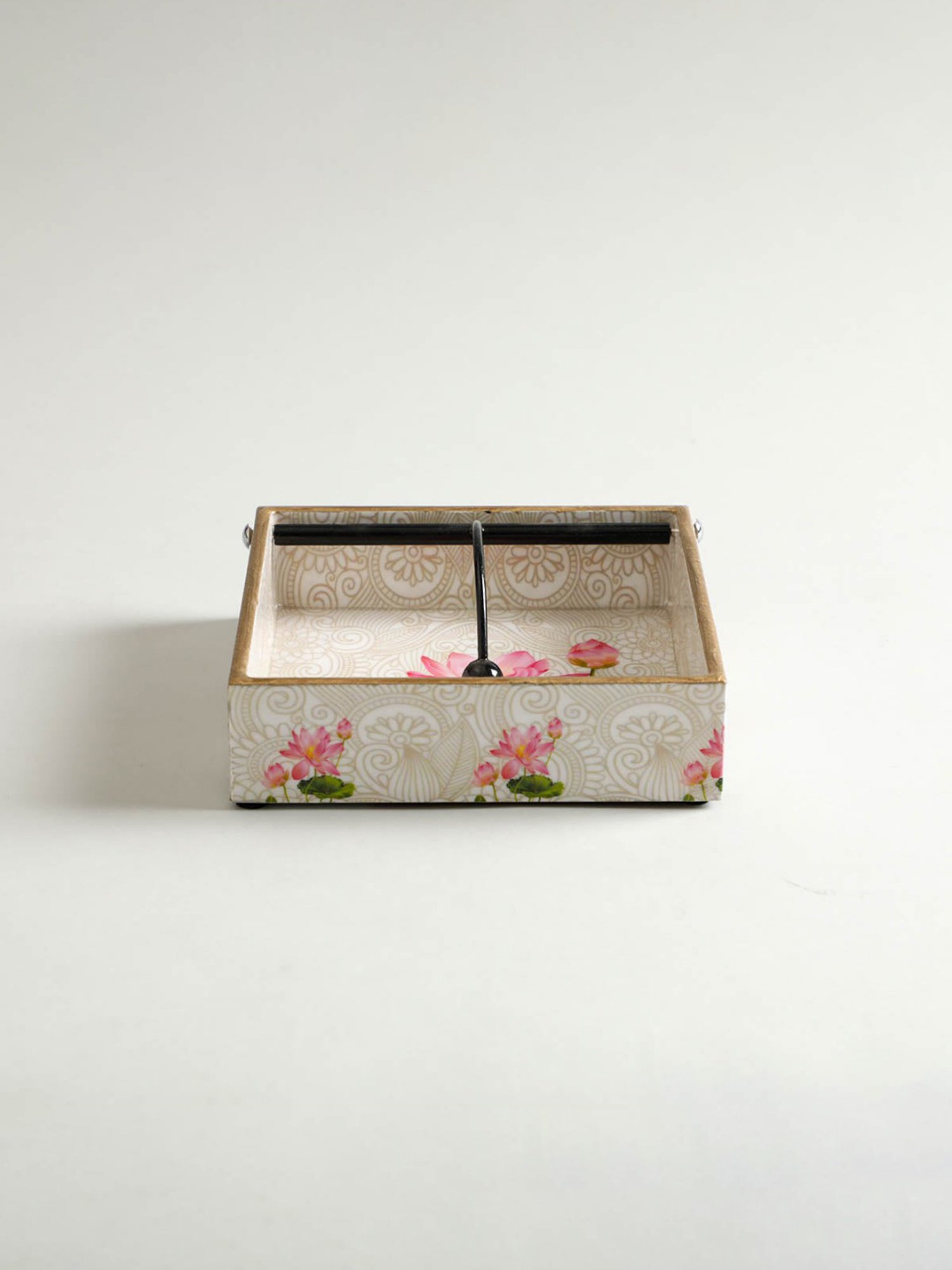 Home4U Glizz Floral Multicolor Bamboo Napkin Holder