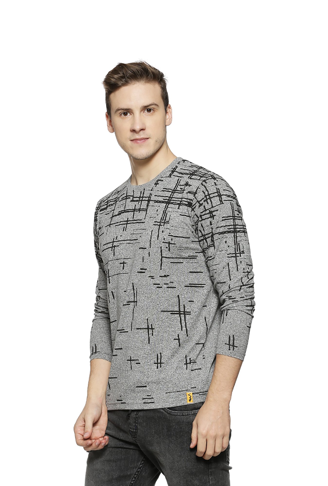 Campus Sutra Grey Crew T-Shirt