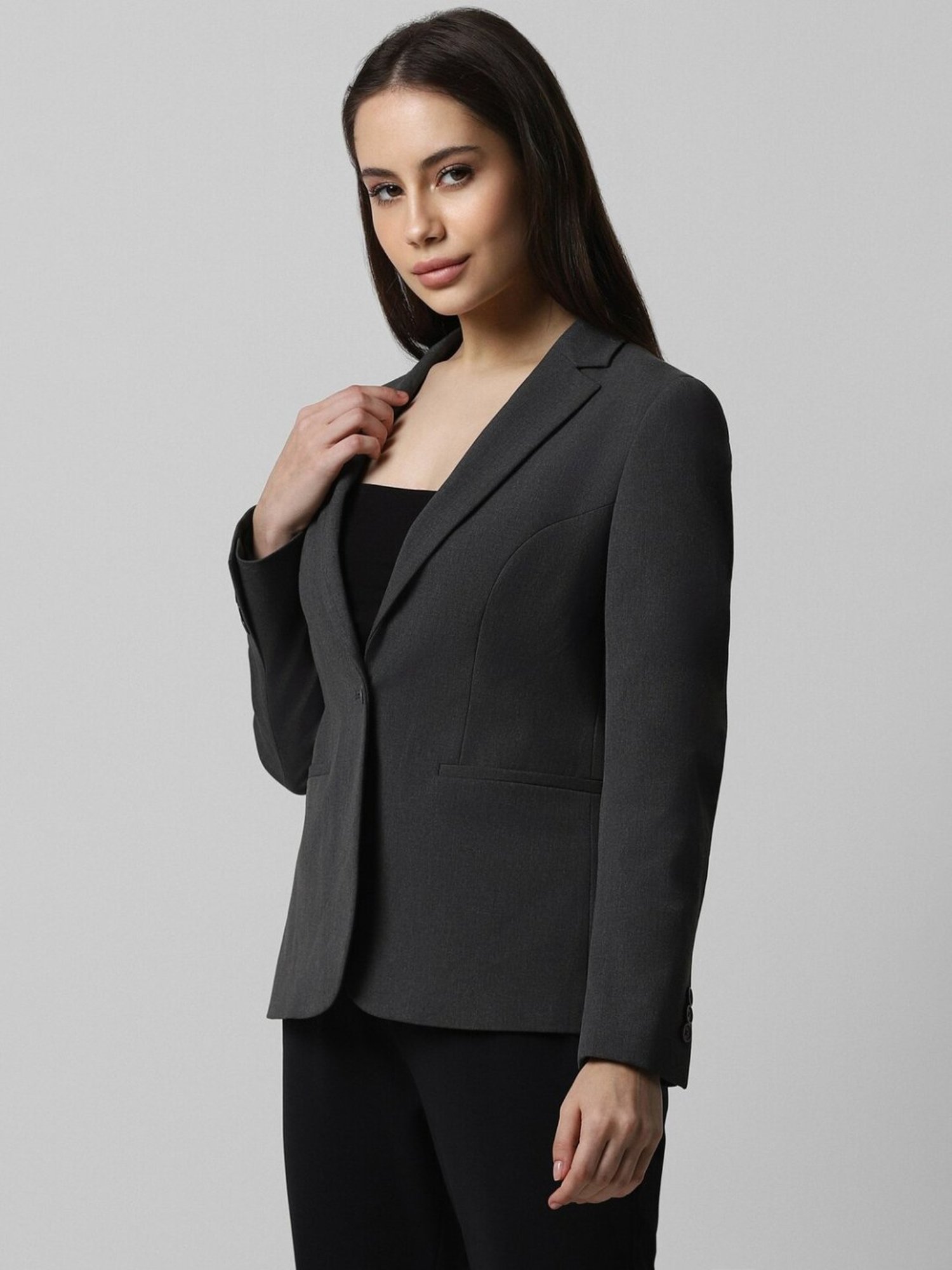 Van Heusen Grey Regular Fit Formal Blazer