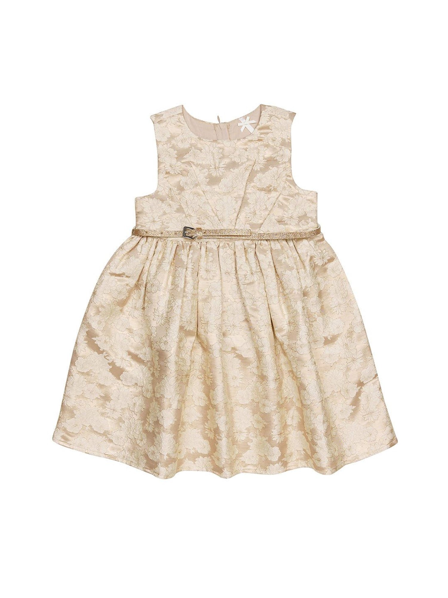 H by Hamleys Girls Beige Self Design Dress with Belt
