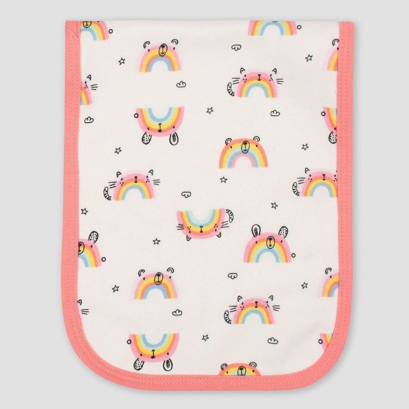 Gerber Baby Girls' 4pk Rainbow Print Interlock and Terry Burp Cloth Set - Pink