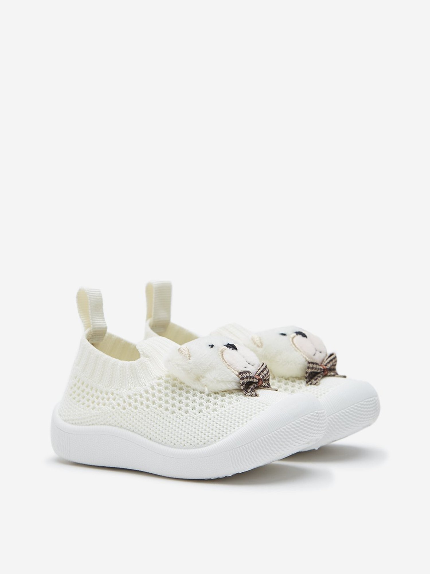 Yellow by Westside Light Beige Bear Applique Slip-On Shoes