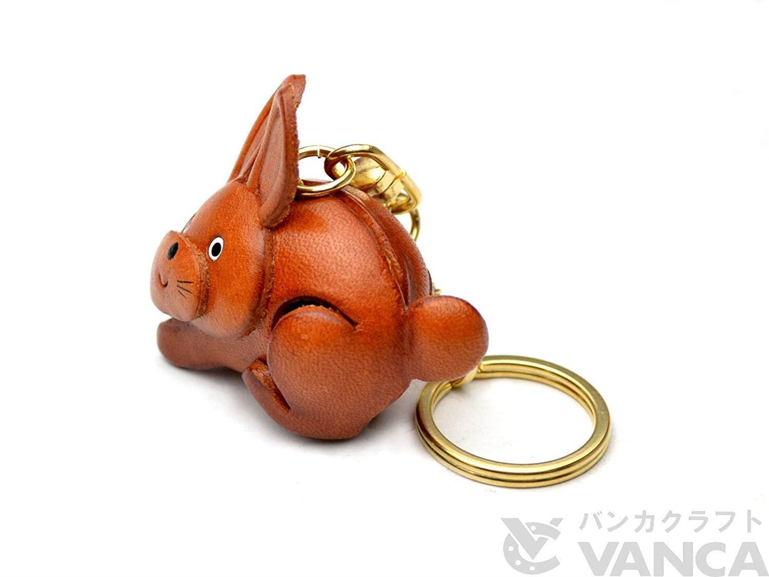 Rabbit Animal 3D Leather Keychain(L) VANCA CRAFT-Collectible Keyring Charm Pendant Made in Japan