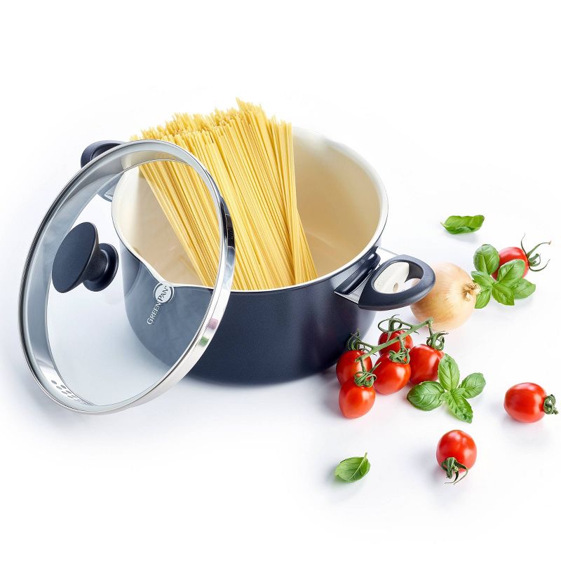 GreenPan Rio 6qt Covered Stock Pot with Strainer - Black