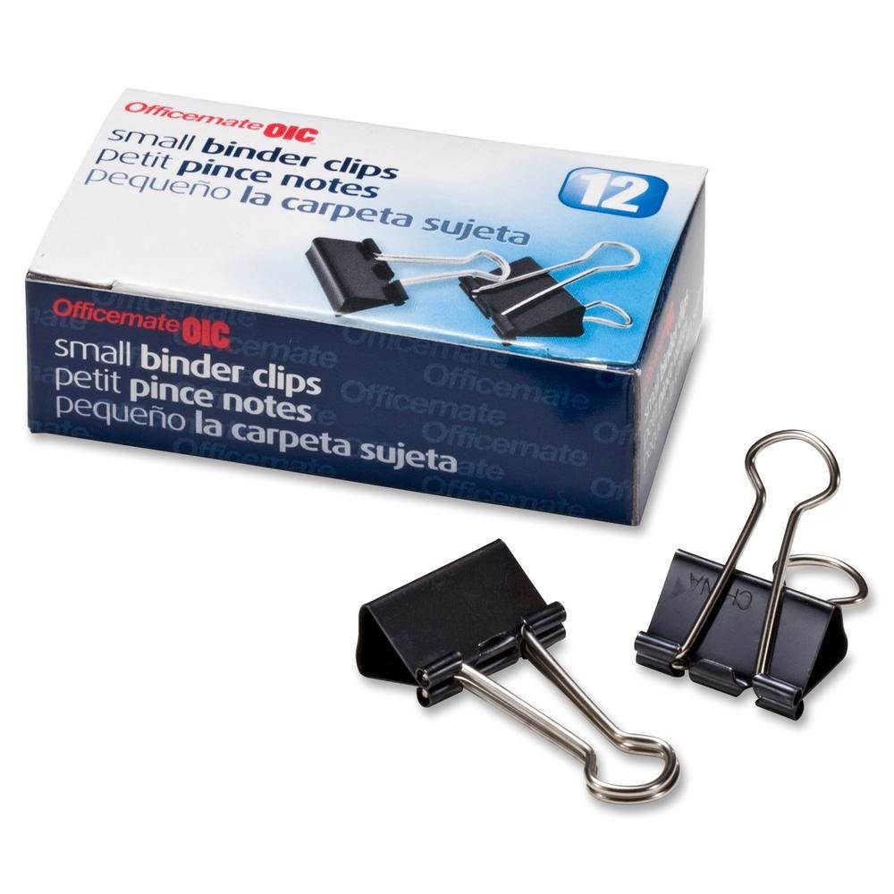 OIC Binder Clip Small - 0.75" Width - 12 / Box - Black