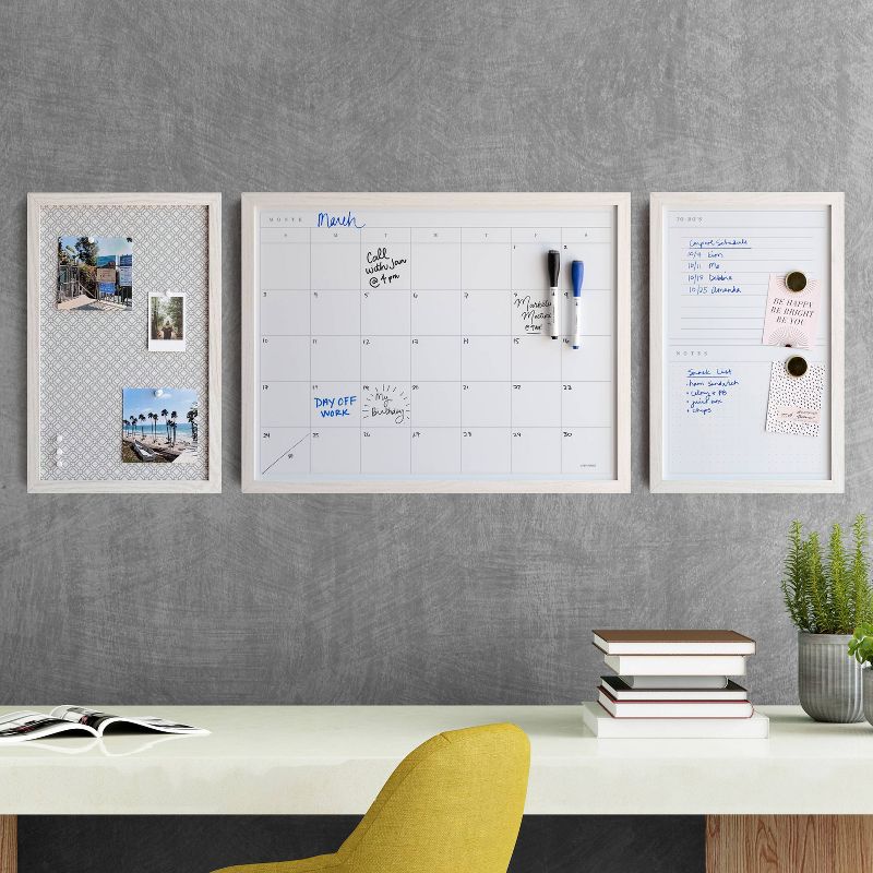 U Brands 11"x17" Organization Center 3-Board Set White Frame