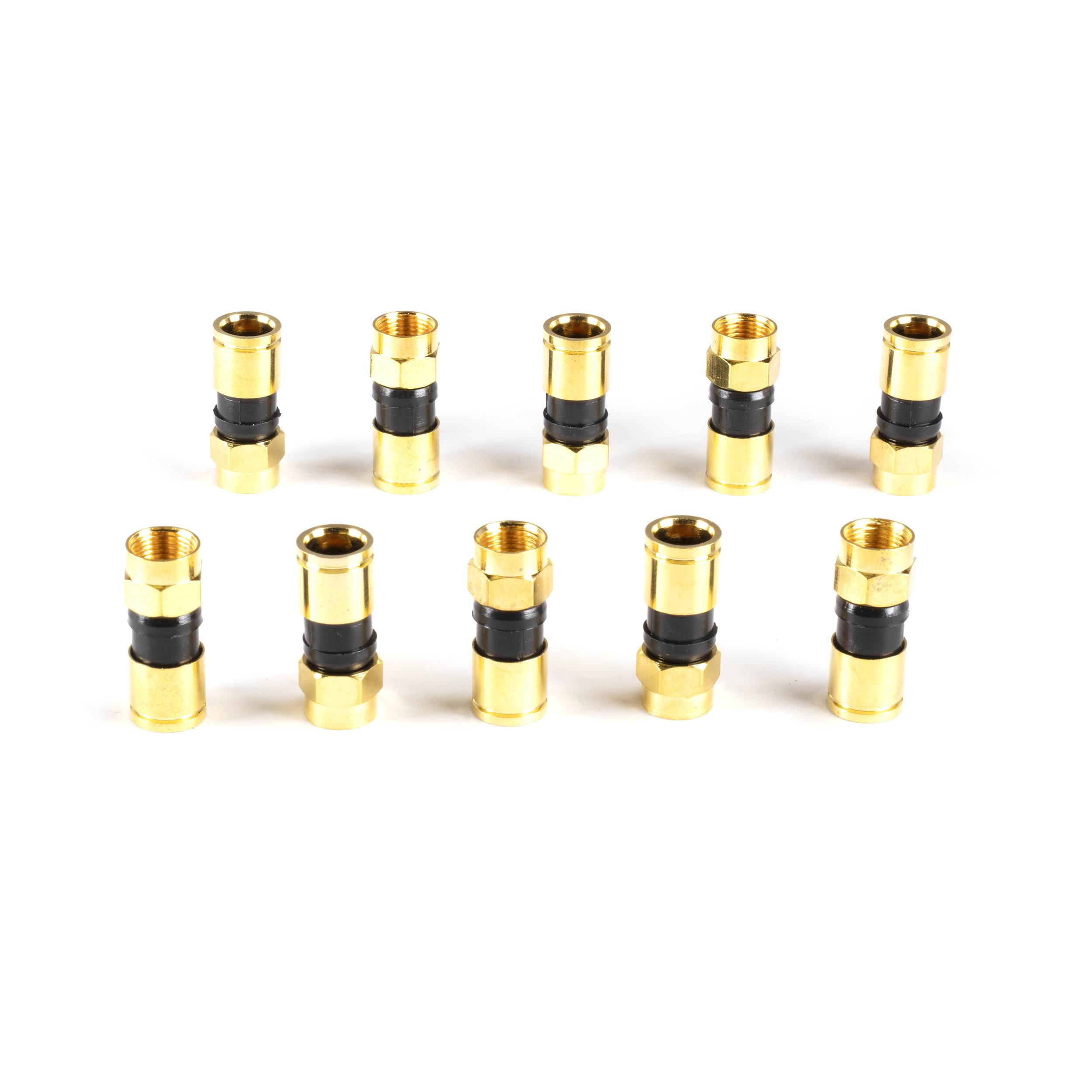 THE CIMPLE CO - Gold Coaxial Cable Compression Fitting | 100 Pack Connector | for RG6 Coax Cable &ndash; with Weather Seal O Ring and Water Tight Grip