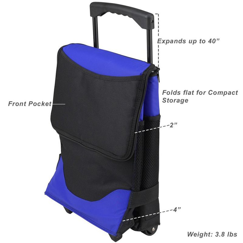 Picnic at Ascot 32 Can Collapsible Rolling Insulated Cooler - Royal Blue