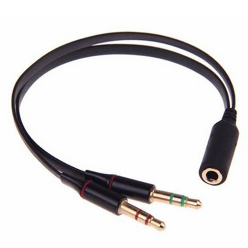 3.5mm Female To 2 Male Y Splitter Aux Audio Cable PC Headphone Earphone Mic Jack