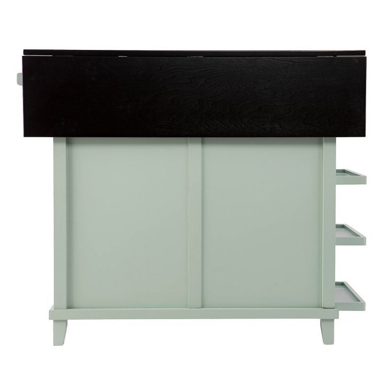 Thall Freestanding Kitchen Island Mint Green/Black - Aiden Lane