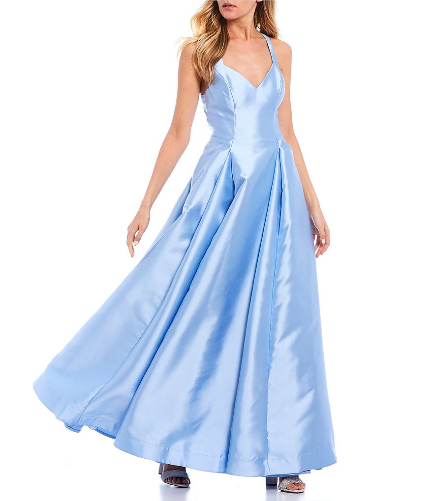 Sequin Hearts Sleeveless X-Back Mikado Ball Gown