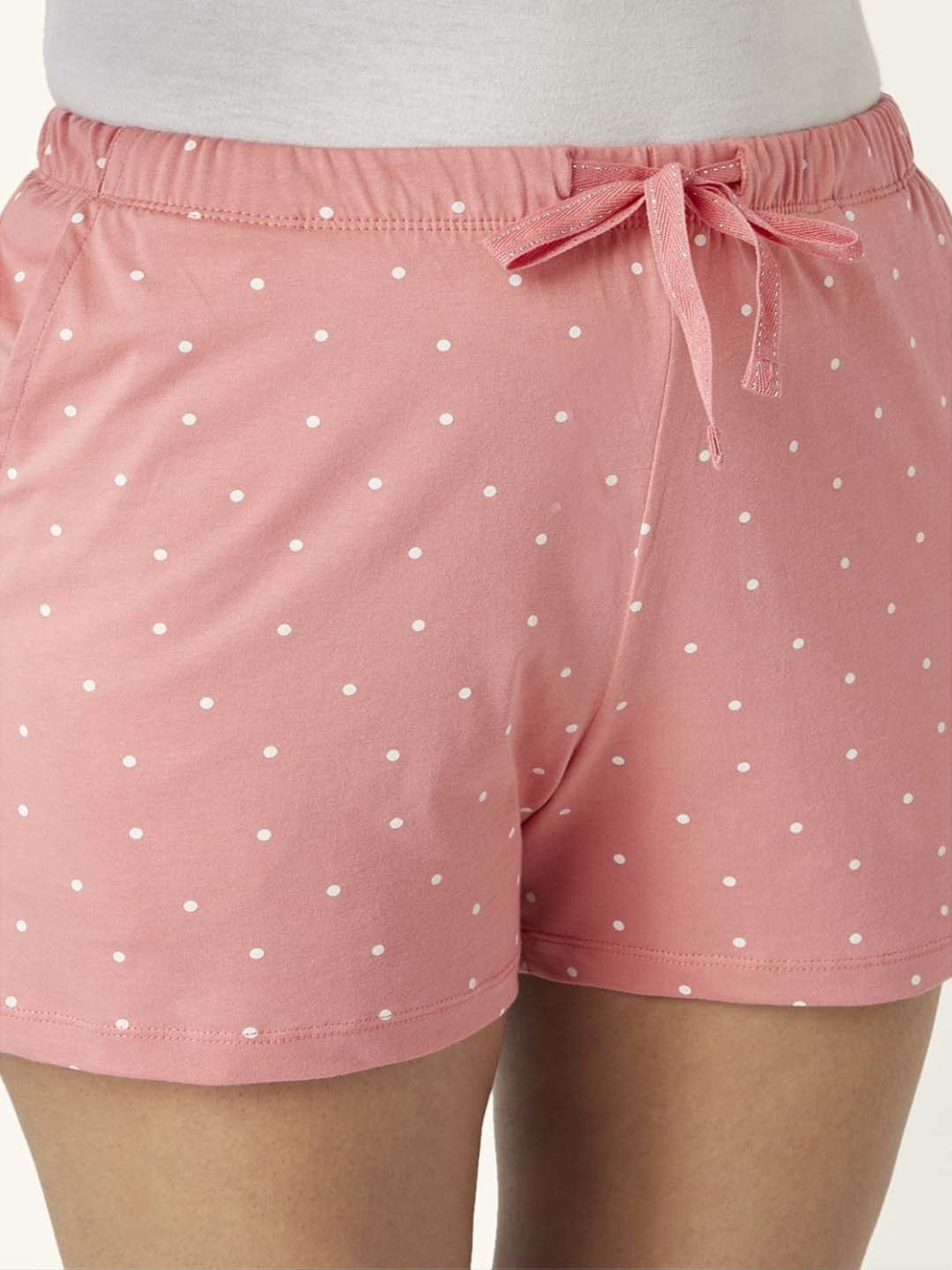 Dreamz by Pantaloons Peach Cotton Polka Dots Shorts