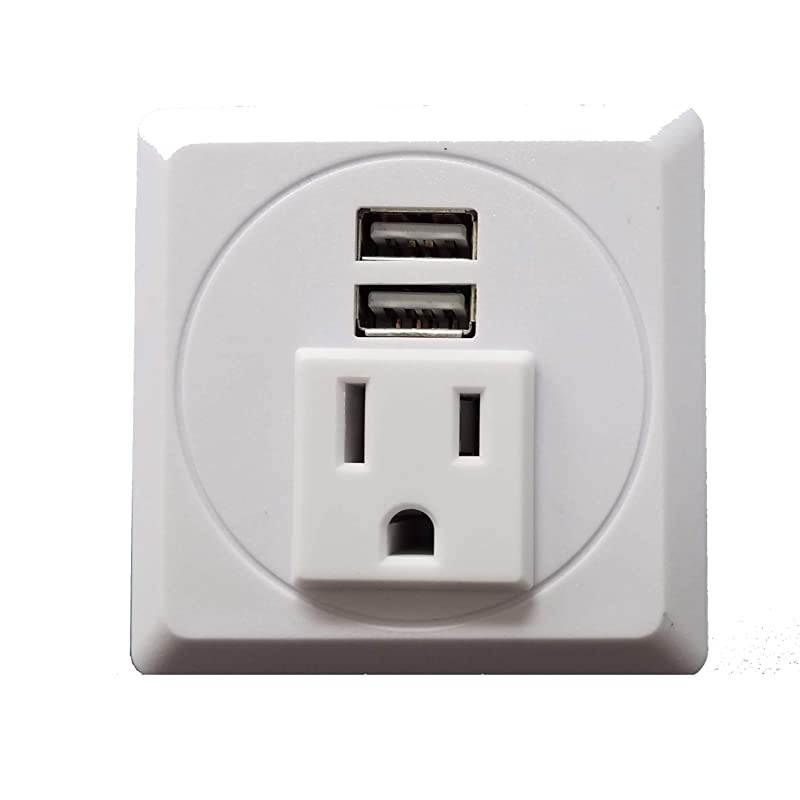Power Grommet in-Desk Power Center Table Top Grommet Furniture Power Data Hub-2 USB Port Table Connectivity (DC-8189-SQUARE-Fit 2"-2.5" White)