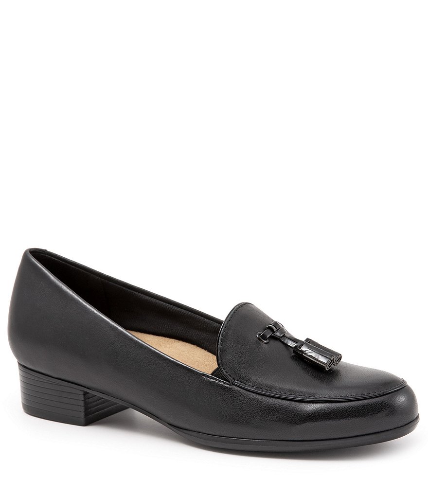 Trotters Mary Leather Tassel Block Heel Loafers