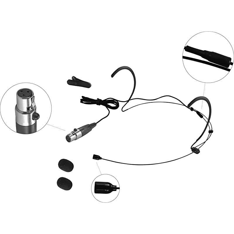 Double Ear Wired Headset Boom Omni-Directional Microphone (for 3.5mm Plug with Thread Type +1/4" Plug Black)