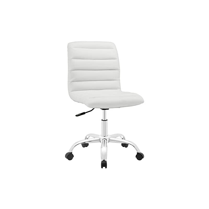 Ripple Ribbed Armless Mid Back Swivel Conference Office Chair In White