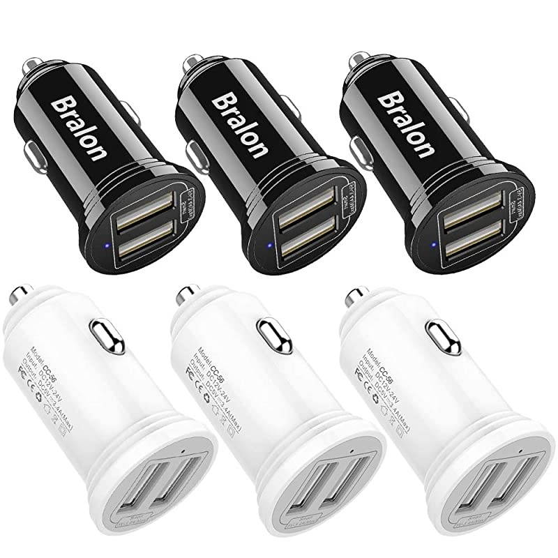 USB Car Charger[6-Pack], Smart 2 USB Ports Car Charger with 24W/4.8A Output Flush Compatible with iPhone 11 Pro(Max)/Xs(Max)/Xr/X/8/7,iPad Pro/Mini,Galaxy Note S10 S9 S8 S7 and More