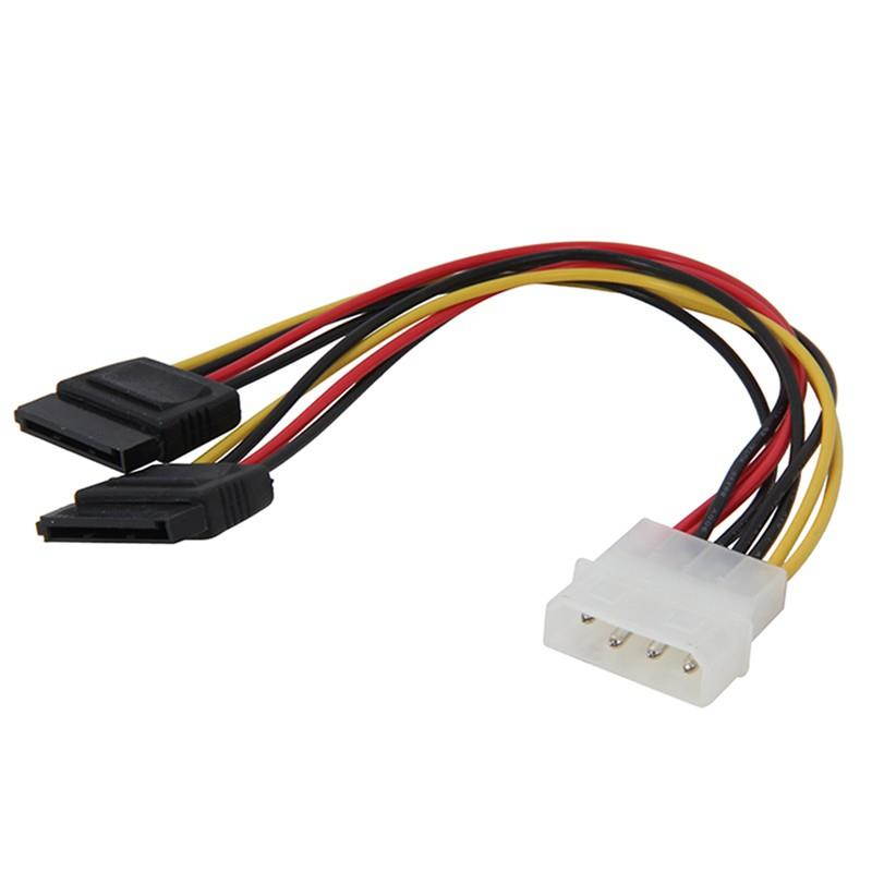8 inch Molex 4-pin Male to 2 x SATA Power 15-pin Female Y Splitter Adpater Converter Cable