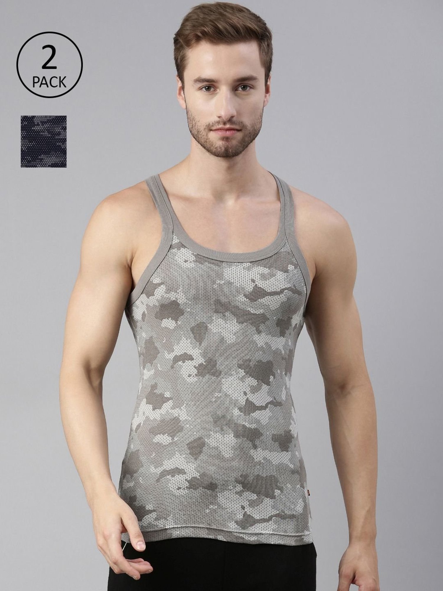 Dixcy Scott Maximus Multi Cotton Regular Fit Printed Vest - Pack Of 2