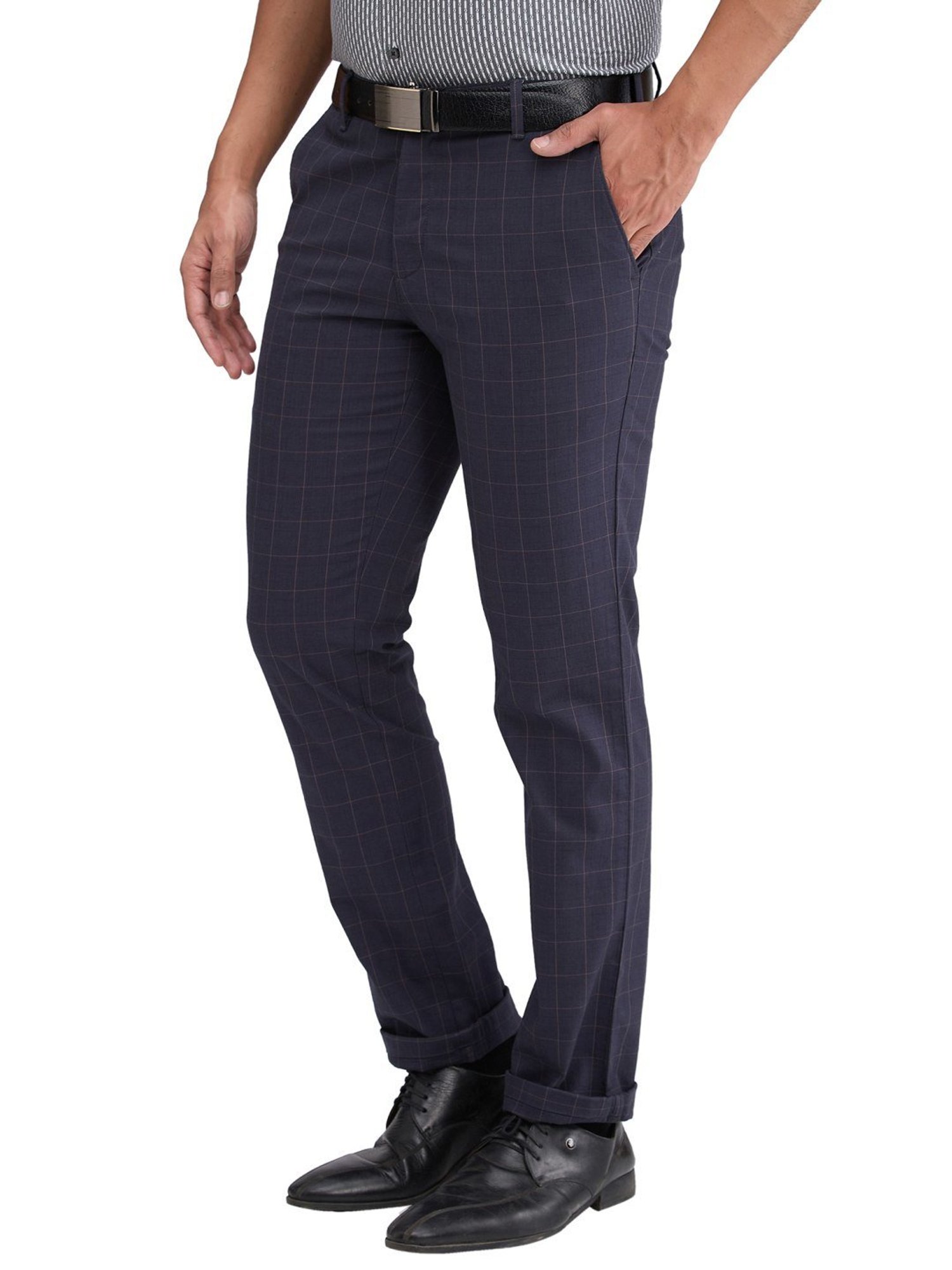 Colorplus Grey Contemporary Fit Checks Trousers