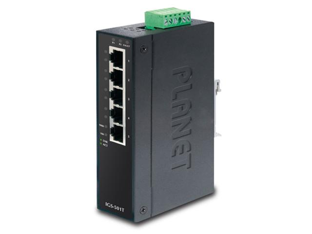 Planet ISW-501T 5-Port 10/100Mbps Industrial Fast Ethernet Switch, -40~75 Degree C