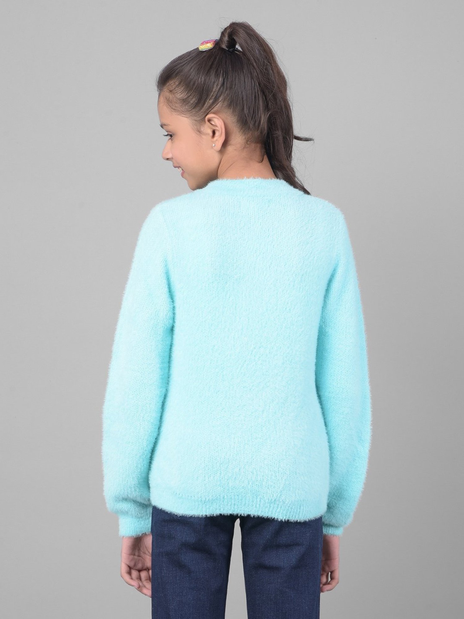Crimsoune Club Kids Blue Embellished Full Sleeves Sweater