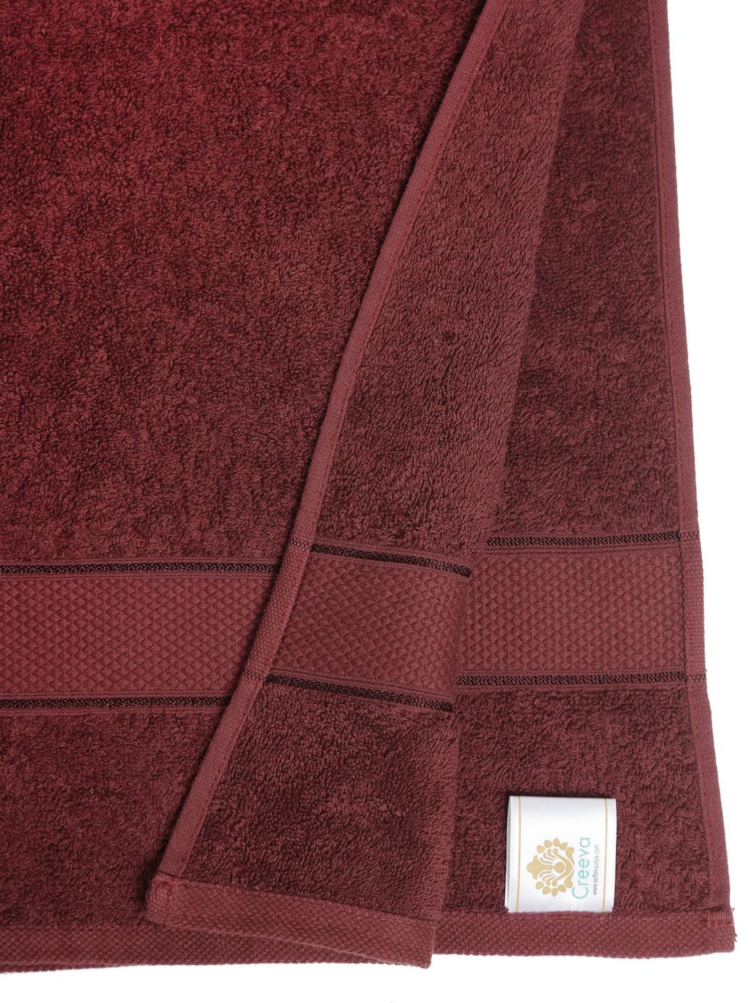 Creeva Burgundy 525 GSM Cotton Bath Towel Set of 2