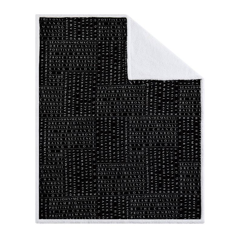 50"x70" Reversible Velvet to Sherpa Excellence Printed Throw Blanket in Gift Box Black - Sean John