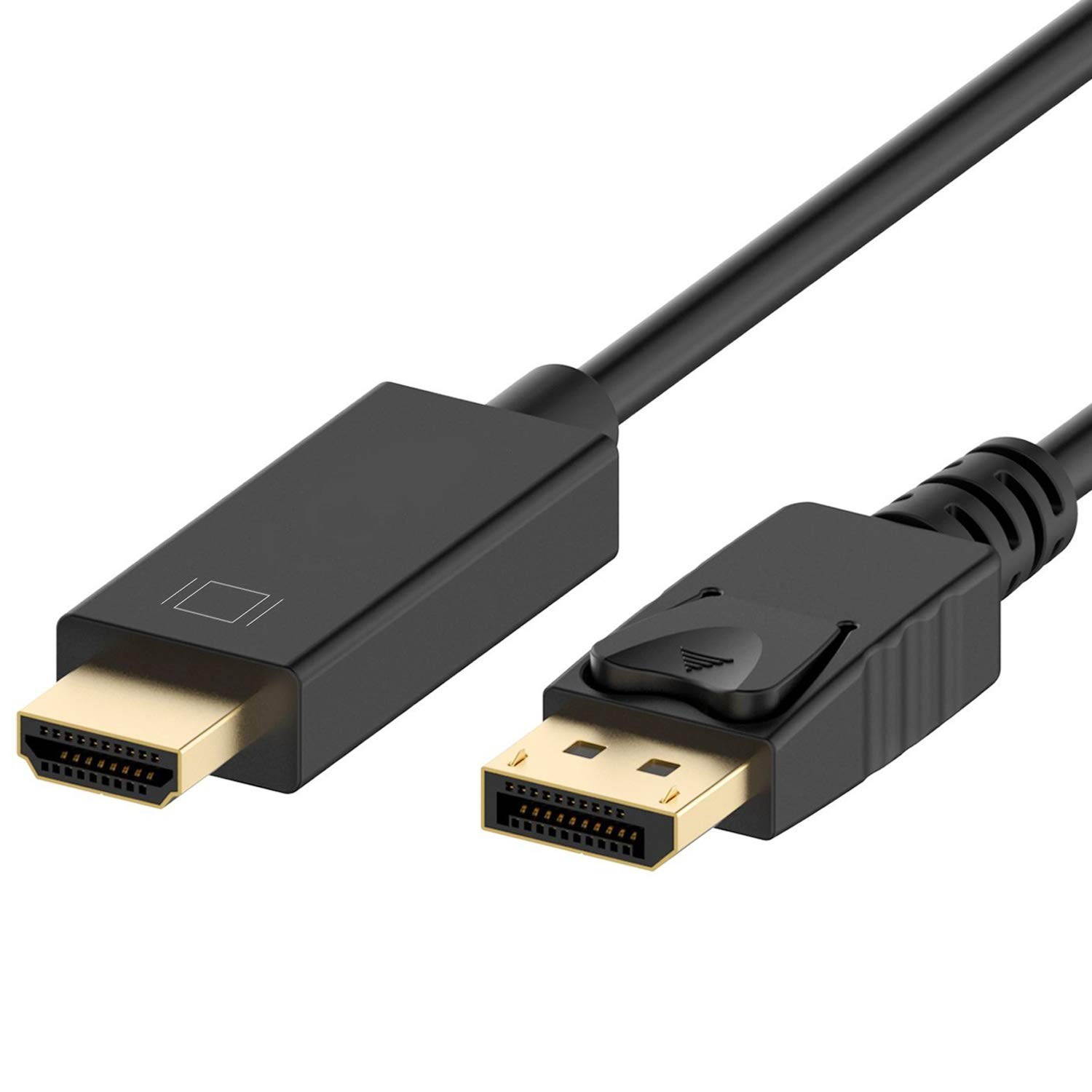 DP To HDMI Cable, Nurbenn 1080P Gold Plated DisplayPort to HDMI Adapter Cable (DP to HDMI) - 6 Feet
