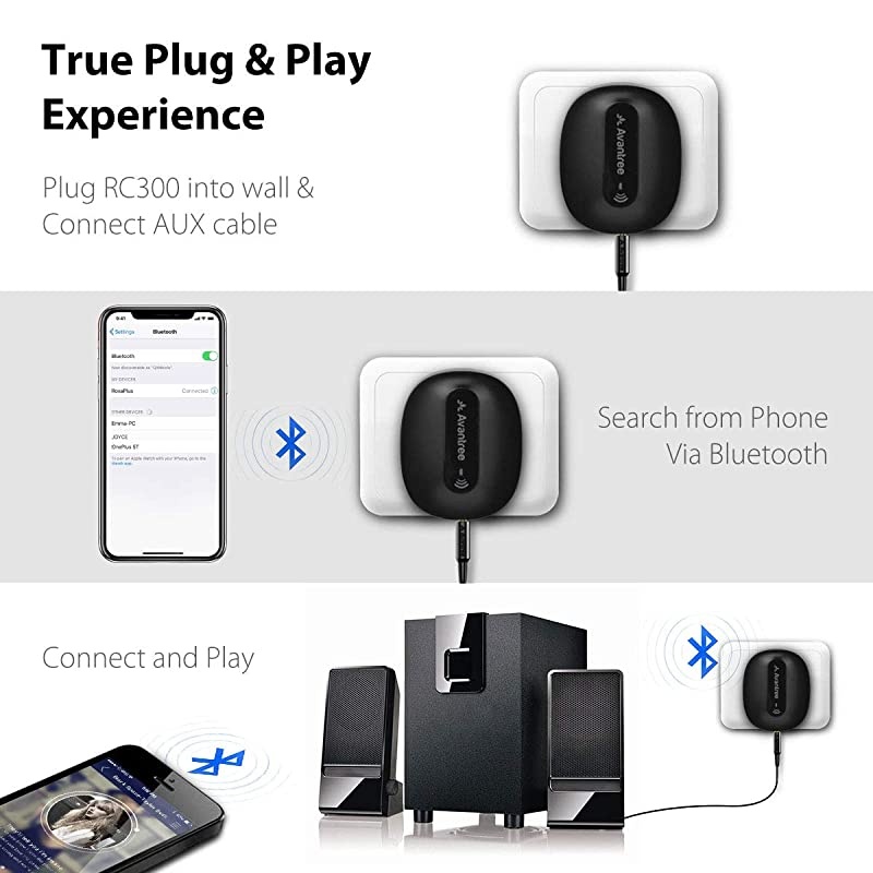 Roxa Plus aptX Low Latency Bluetooth Receiver for Home Stereo System Speakers Compatible wtih AV Receiver 35mm AUX RCA Wireless Audio Music Adapter