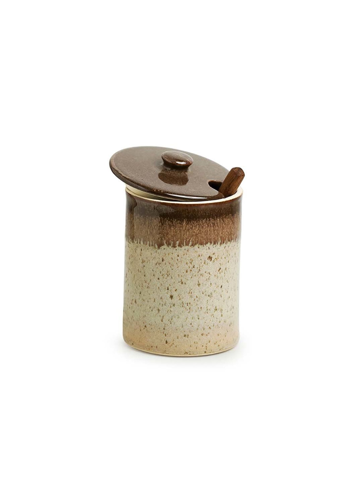 ExclusiveLane Refreshing Creams Studio Pottery Ceramic Pickle & Jam Jar With Spoon