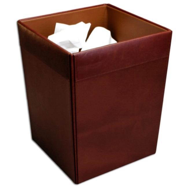 A3003 9 1/2 x 9 1/2 x 12 Square Waste Basket Mocha Leather