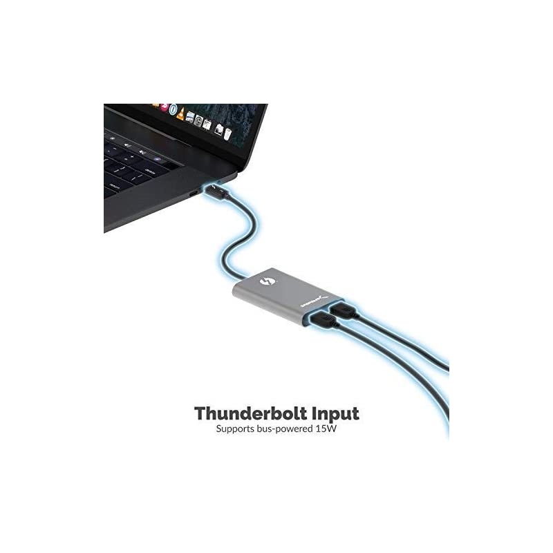Thunderbolt 3 to Dual DisplayPort Adapter Supports Up to Two 4K 60Hz Monitors on Mac and Some Windows Systems TH3DP2