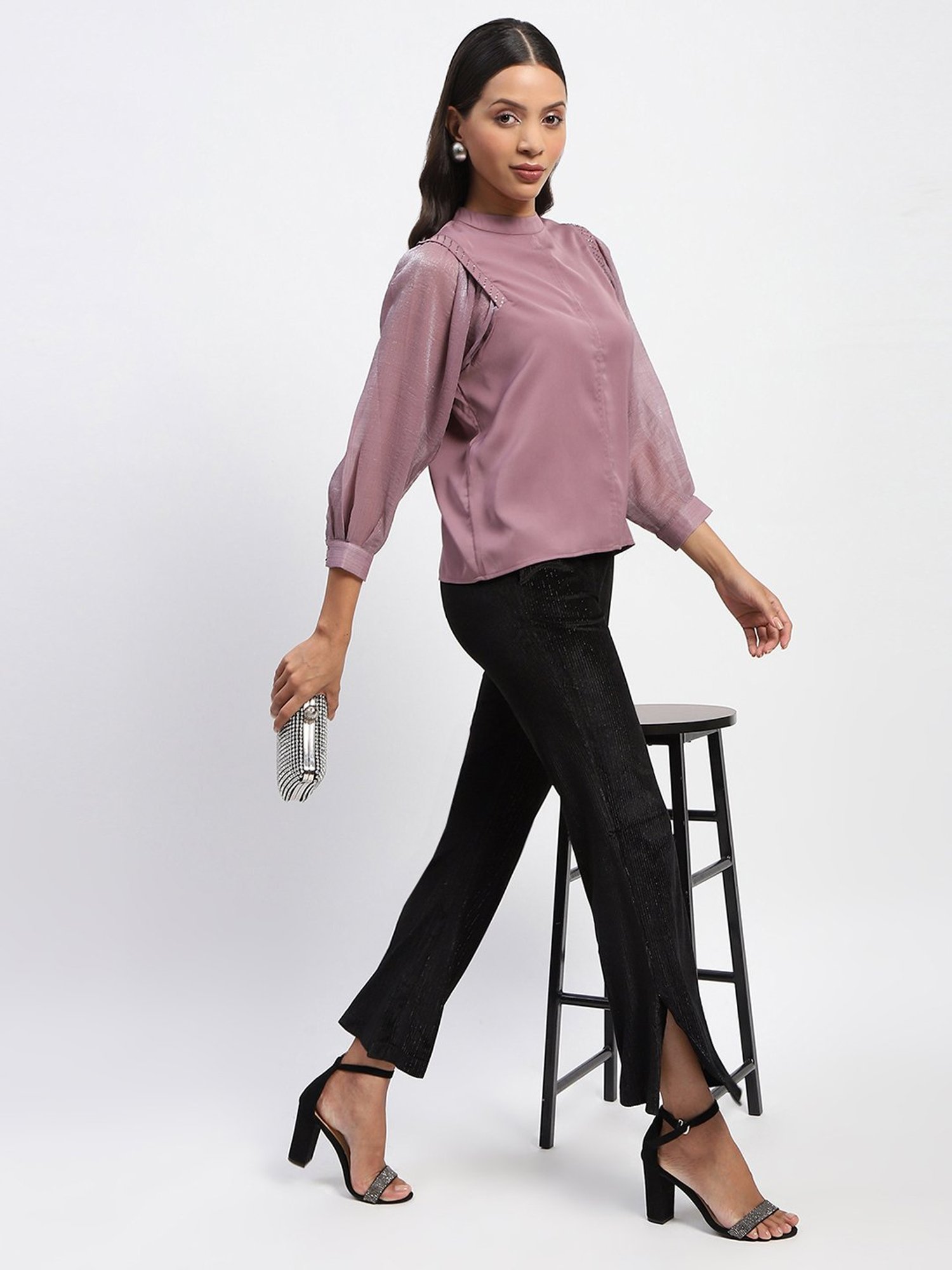 MADAME Mauve Embellished Top