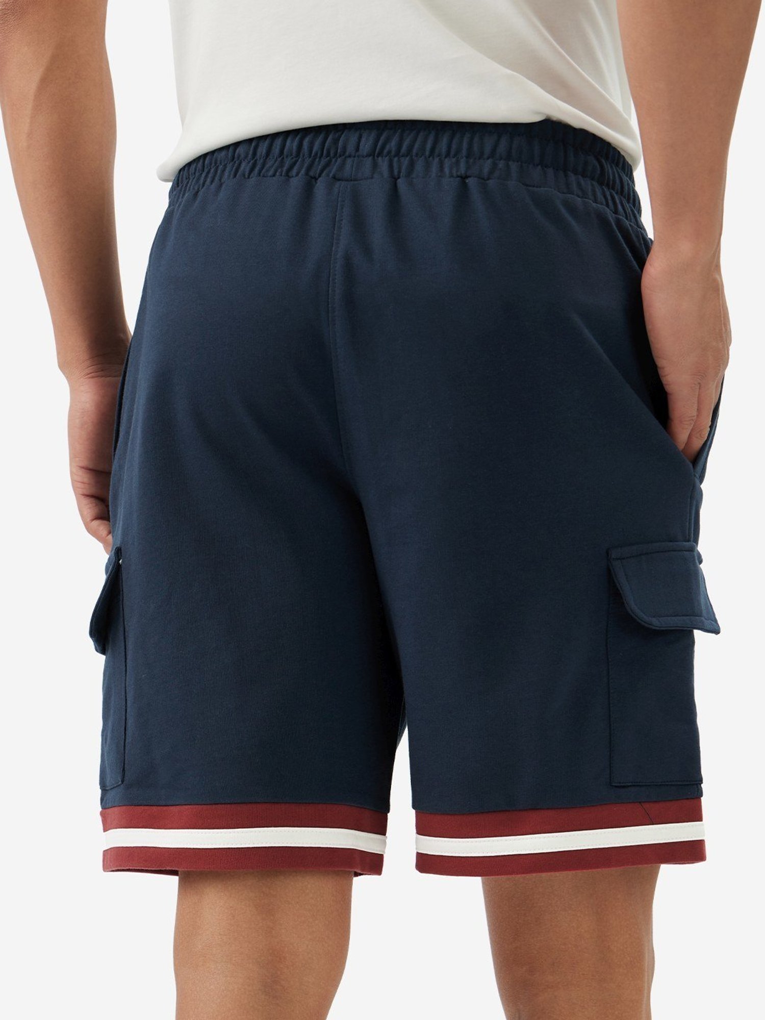 The Souled Store Blue Regular Fit Striped Cargo Shorts