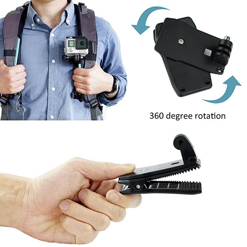 Head Backpack Mount Bundle Compatible with GoPro Hero 87 6 5 Black Session Hero 4 Black Silver Hero+ LCD 3+ 3 DJI Osmo Action Head StrapHat Quick ClipBackpack Clip Mount