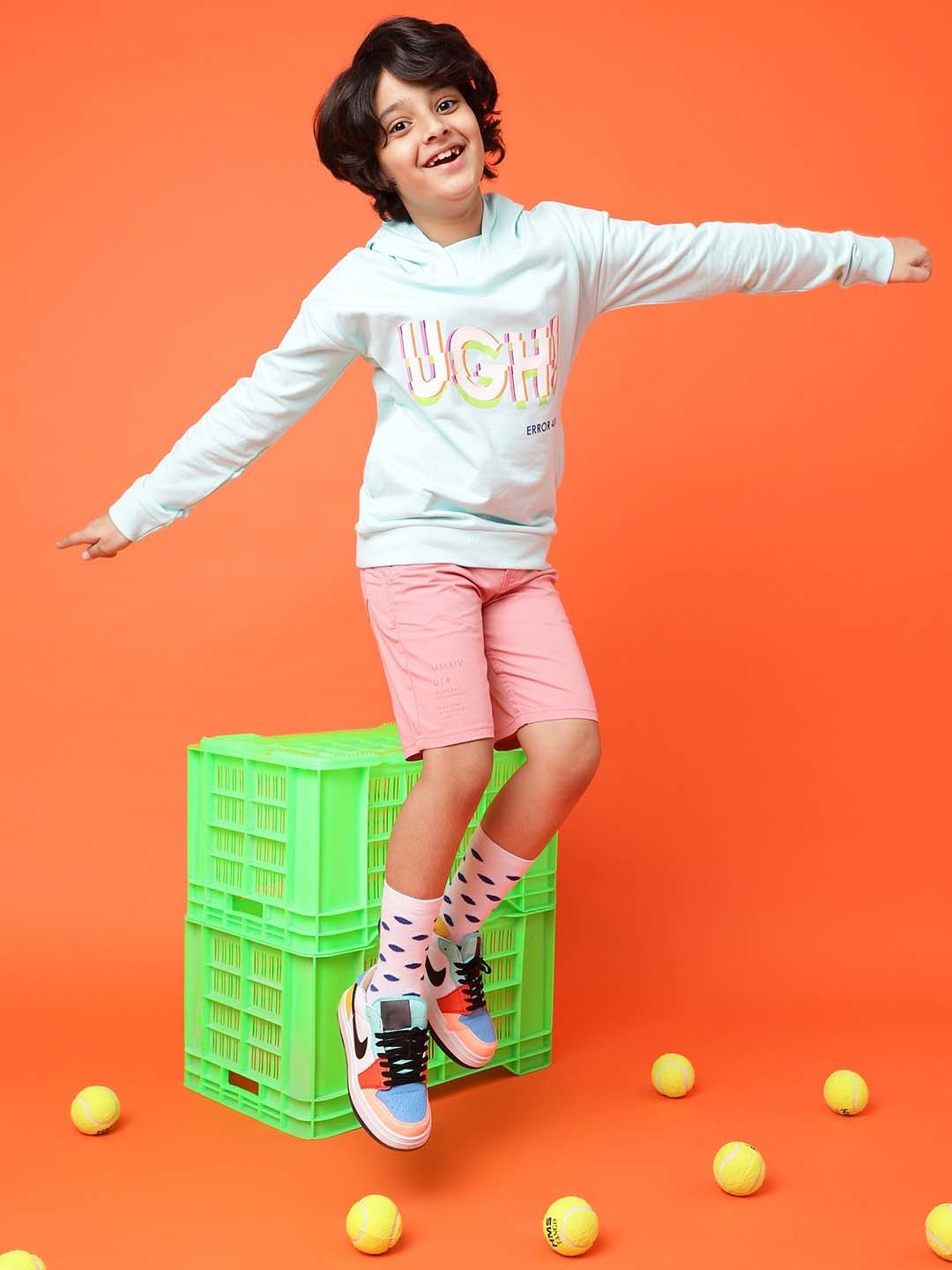 Tales & Stories Kids Aqua Blue Printed Full Sleeves Sweatshirt