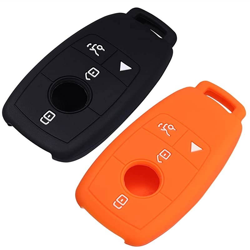 Silicone Remote Key Fob Covers Smooth Soft Rubber Case Fits for MercedesBenz A220 E63S AMG EClass GLE 350 4MATIC 2019 2020 2021 Black Orange