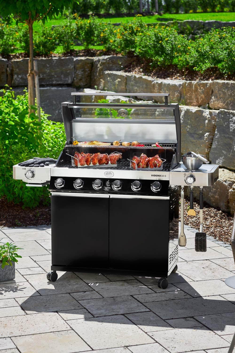 Rosle 25393 Universalschaber Scrap X Barbecue Scraper with Two-Sided Blade, Black/Brass Colour