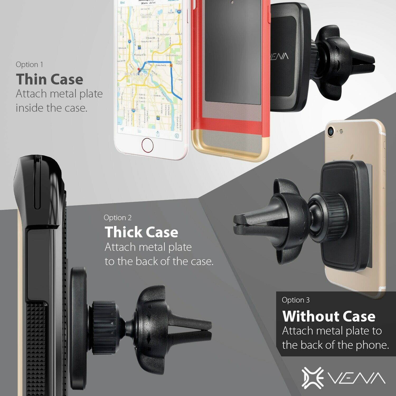 Air Vent Magnetic Car Mount Phone Holder 360 Rotate iPhone 11 XR XS Galaxy Pixel