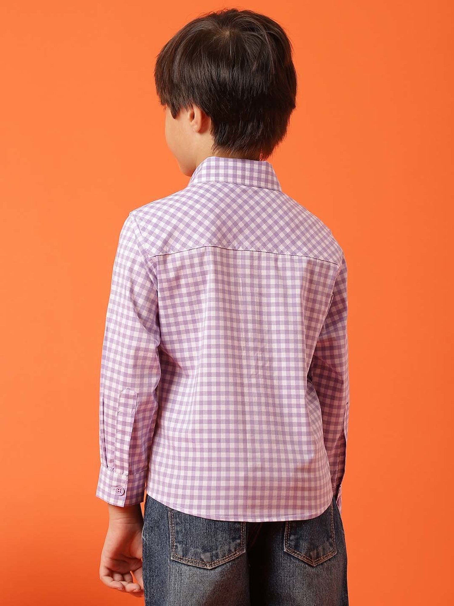 Tales & Stories Kids Purple Chequered Full Sleeves Shirt