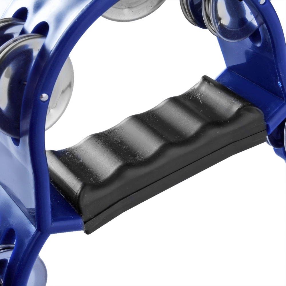 Half Moon Musical Tambourine Double Row Metal Jingles Hand Held Percussion Drum for Gift KTV Party Kids Toy in Blue with Ergonomic Grip