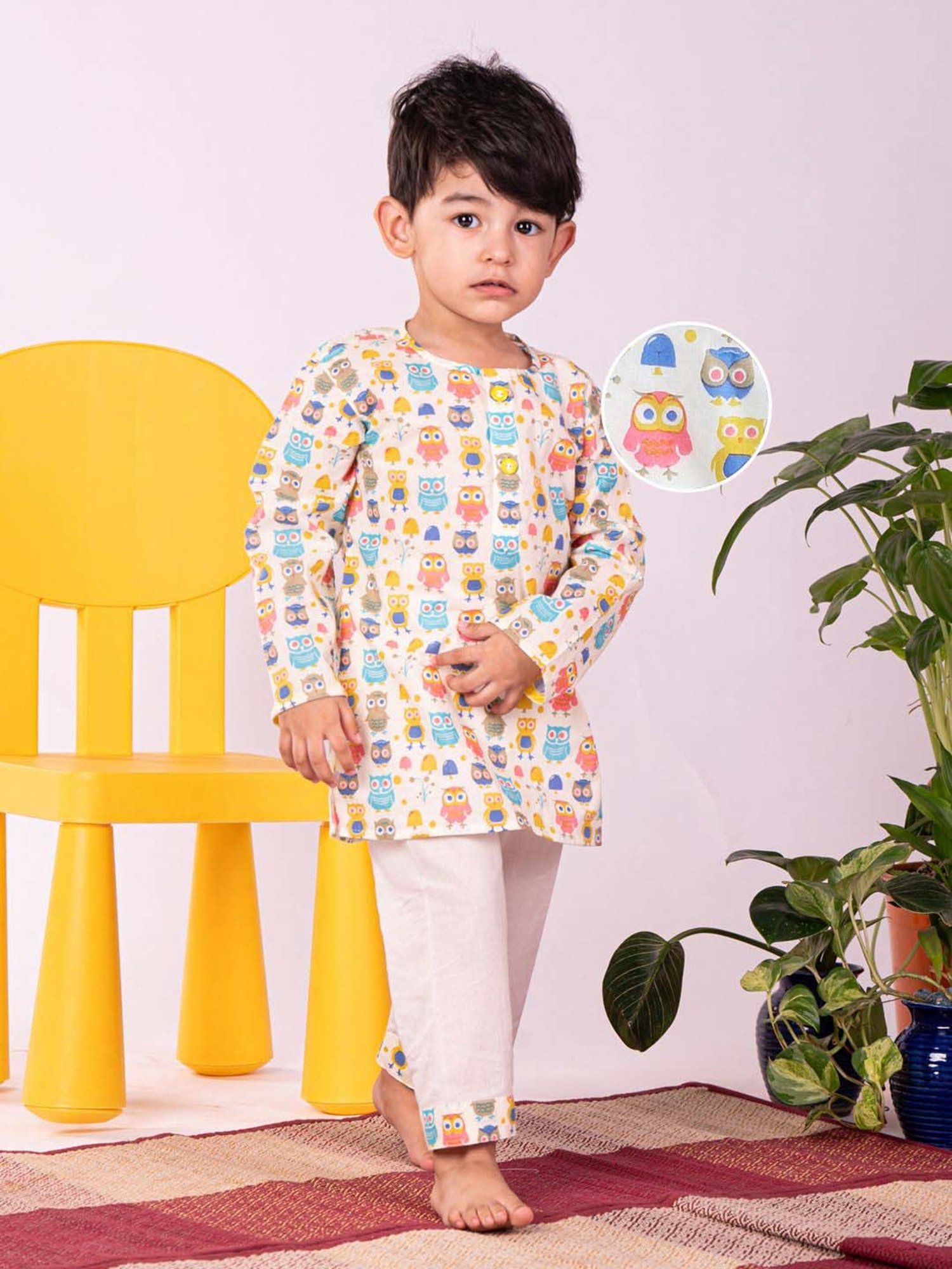 VASTRAMAY Boys Multicolor Printed Full Sleeves Kurta Sets