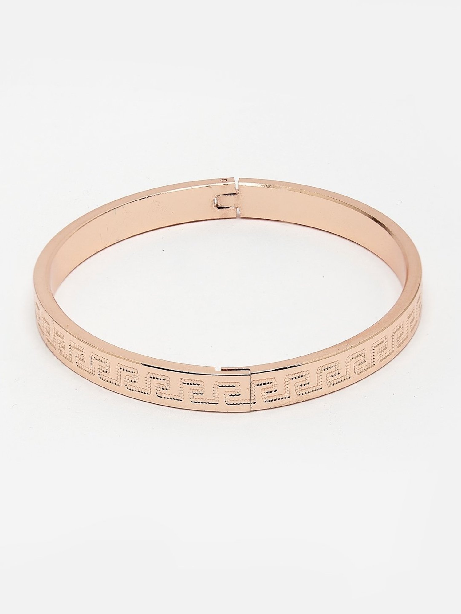 NVR Men Rose Gold Stainless Steel Kada Bracelet