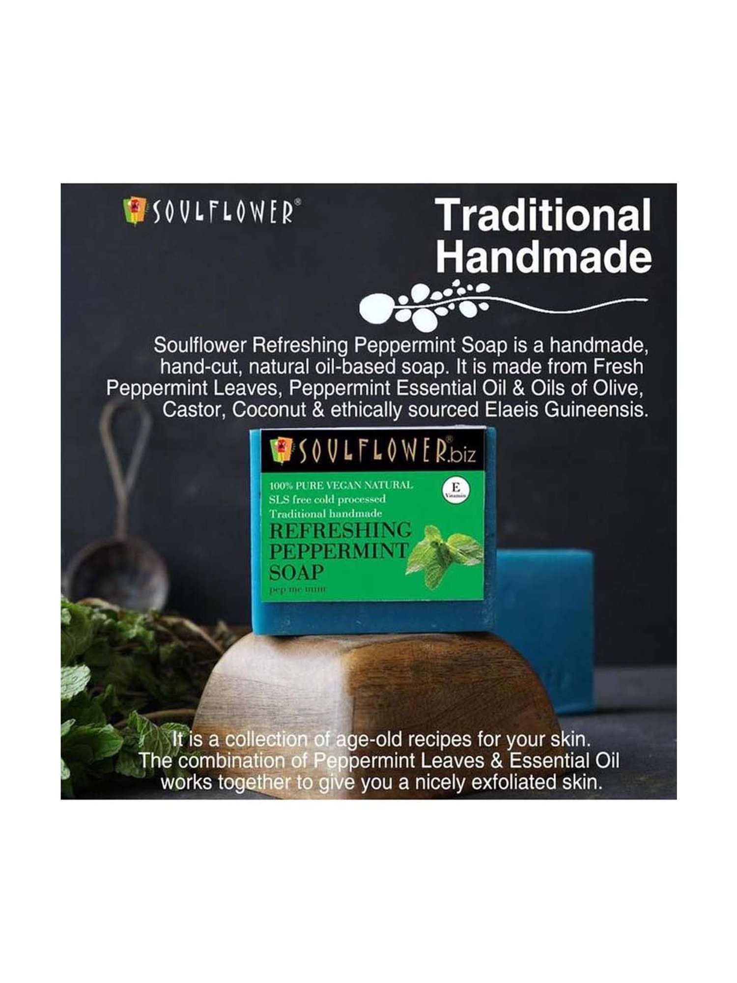 Soulflower Refreshing Peppermint Soap - 150 gm