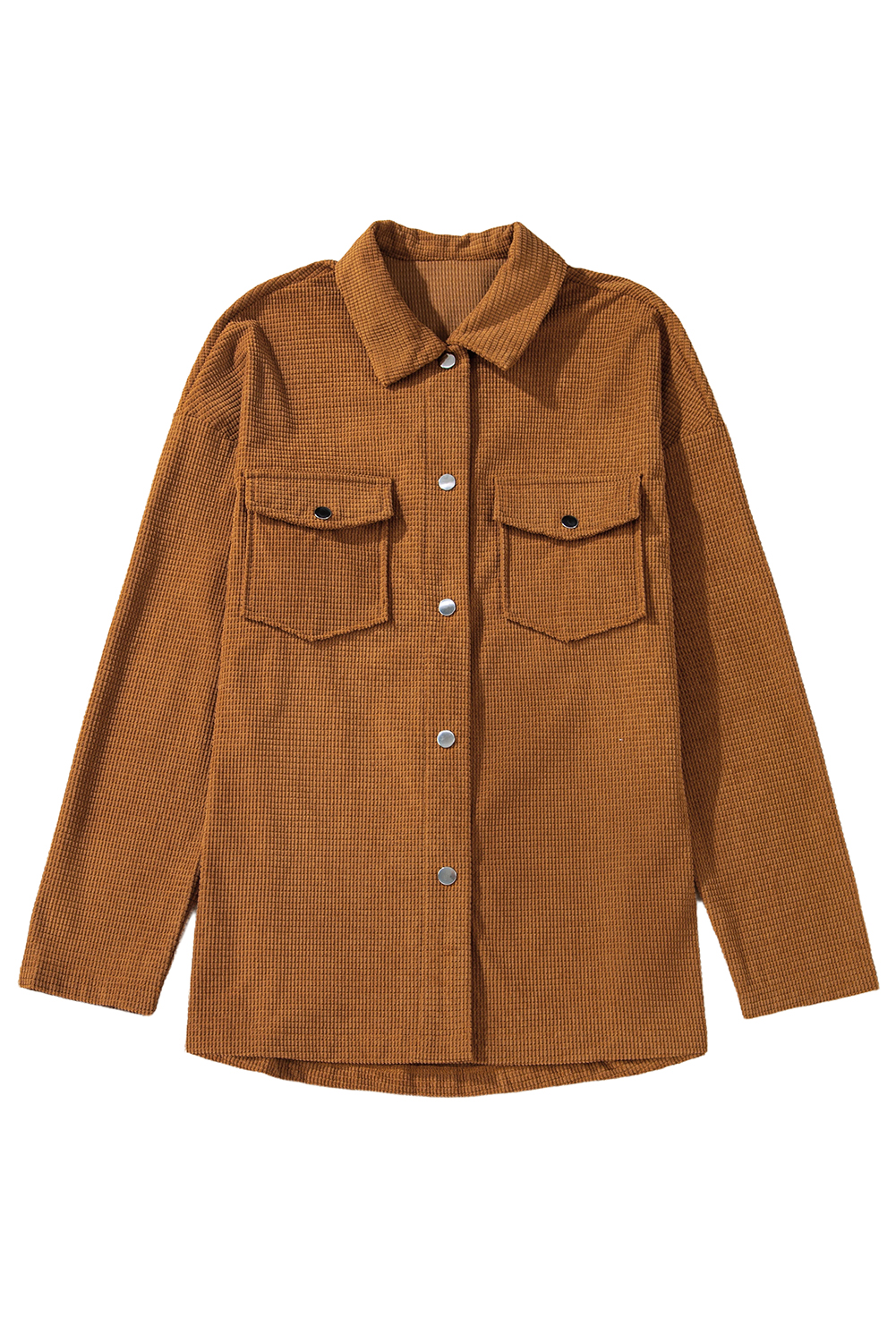 Brown Plaid Button Up Long Sleeve Flannel Shacket