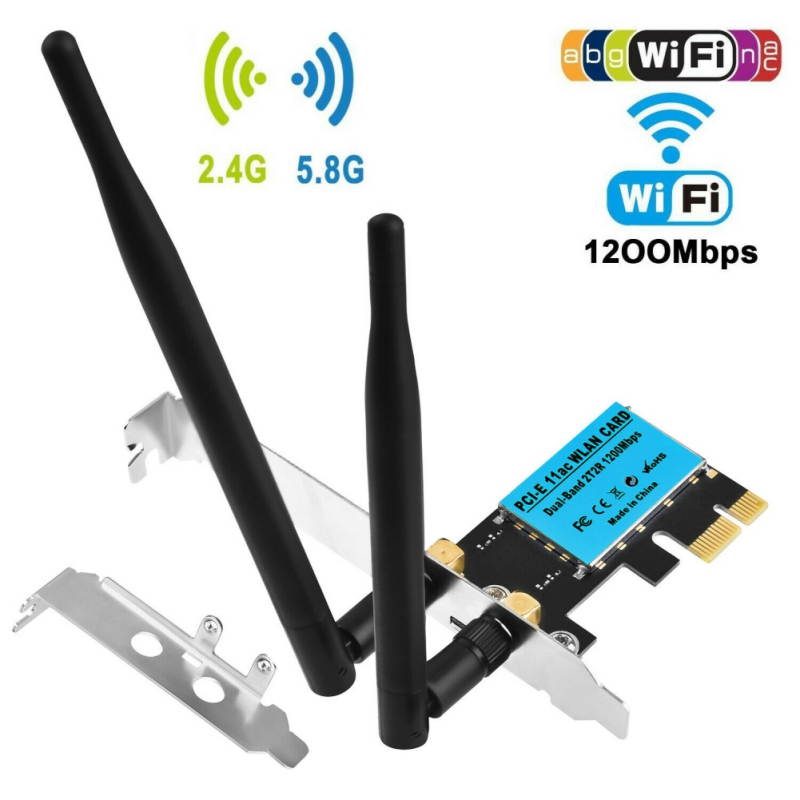 Wireless Adapters WiFi Card Wireless Network Card AC1200Mbps PCIe Dual Band 5G/2.4G Wireless WiFi Adapter Network Card For Windows 10/Windows 8/Windows 7