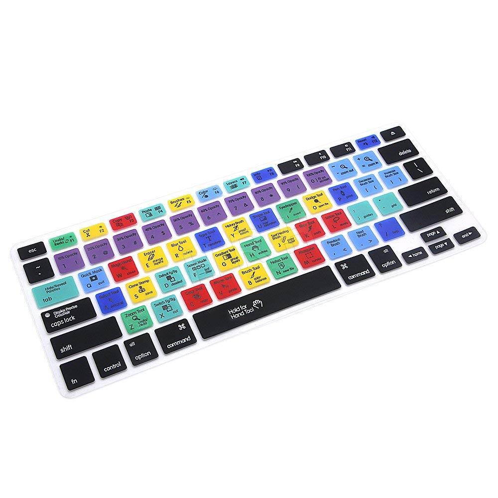 HRH Adobe Photoshop PS Shortcut Hotkey Silicone Keyboard Cover Skin for MacBook Air 13,MacBook Pro13/15/17 (with or w/Out Retina Display, 2015 or Older Version)&Older iMac,USA Layout